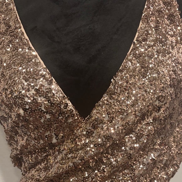 Badgley Mischka Gold Sequin Mini Dress - Picture 2 of 6